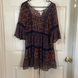 Hippie floral sun mini dress